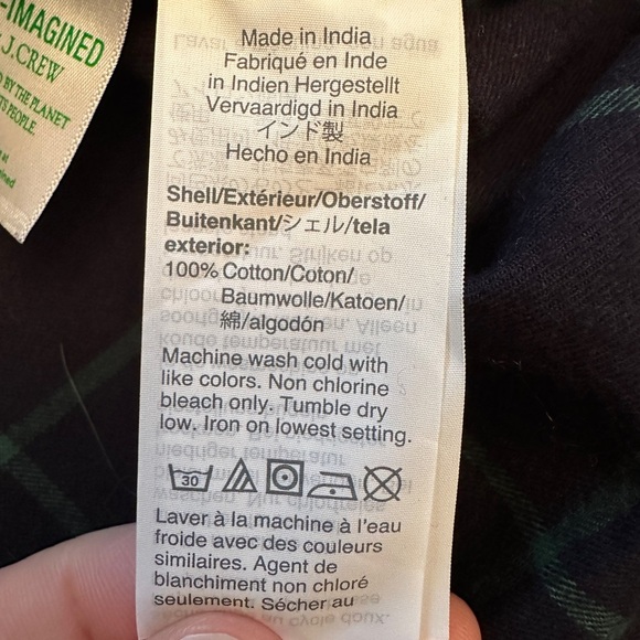 J.CREW Men’s XL Brushed Twill Button Down Navy Green Windowpane Slim Untucked - Picture 5 of 8